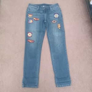 Her Universe CaptIn Marvel Blue Jeans with Colorful Patches Sz 10